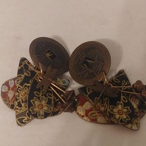 Vintage Brass clipon earrings asian